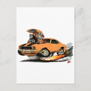 1969 Camaro RS SS Orange-Black Car Postkarte