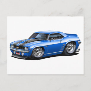 1969 Camaro SS Blue-Black Car Postkarte