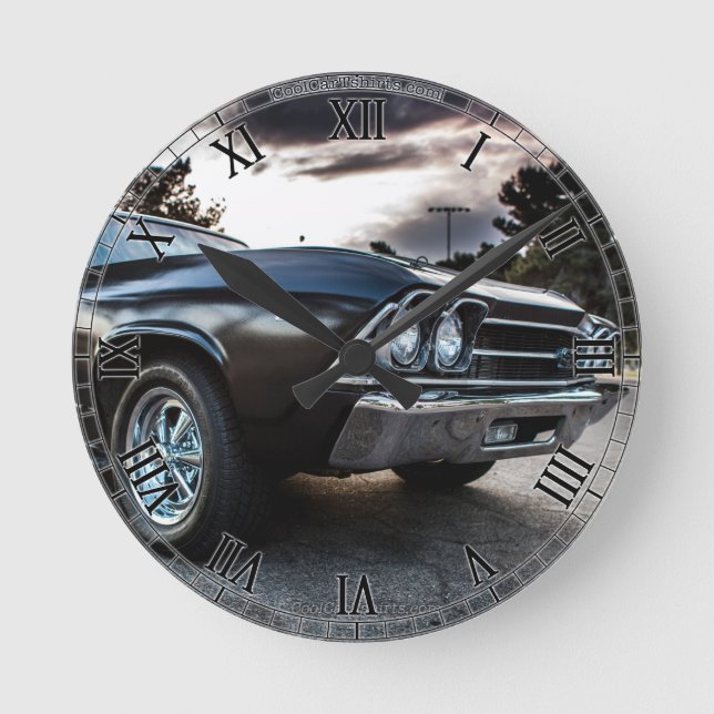 1969 Chevelle Fotogray Runde Wanduhr (Vorderseite)