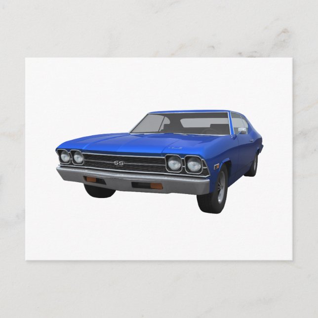 1969 Chevelle SS: Blue Finish Postkarte (Vorderseite)