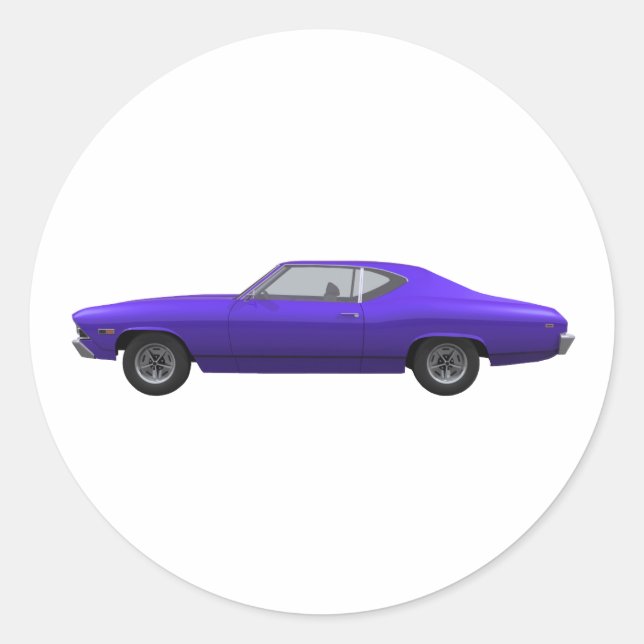 1969 Chevelle SS: Lila Abschluss Runder Aufkleber (Vorderseite)