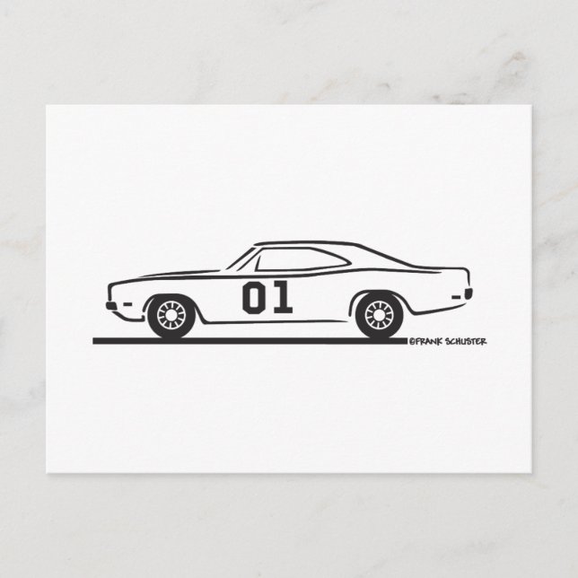 1969 Dodge Ladegerät General Lee Postkarte (Vorderseite)