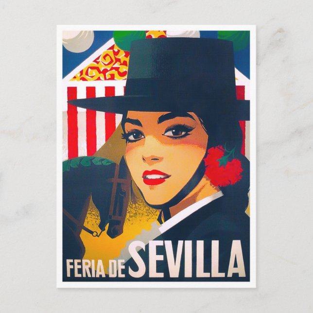 1969 Feria de Sevilla Spanien Jahrgang Postkarte (Vorderseite)