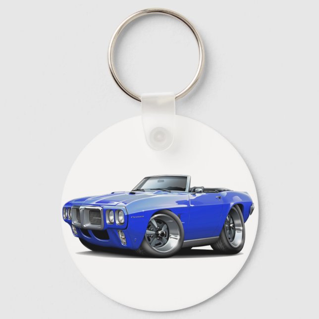 1969 Firebird Blue Convertible Schlüsselanhänger (Vorderseite)