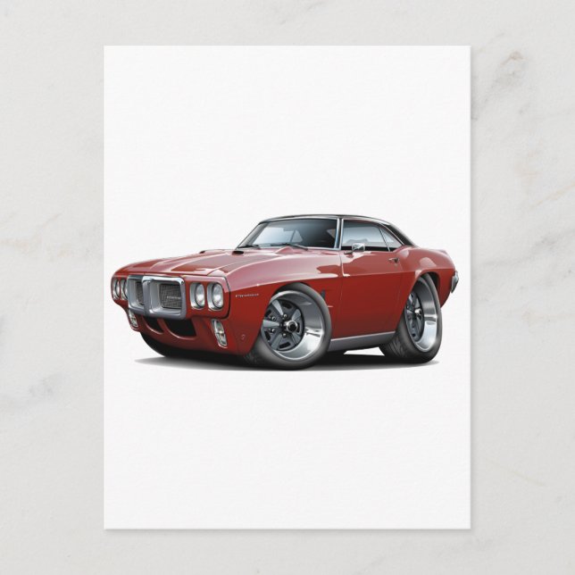1969 Firebird Maroon-Black Top Car Postkarte (Vorderseite)