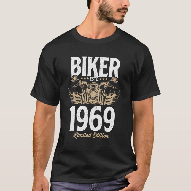 1969 Geborene Vintage Bikerinnen T-Shirt (Vorderseite)