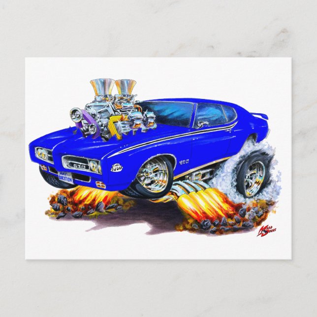 1969 GTO Judge Blue Car Postkarte (Vorderseite)