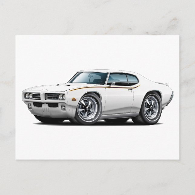 1969 GTO Judge White Car Postkarte (Vorderseite)