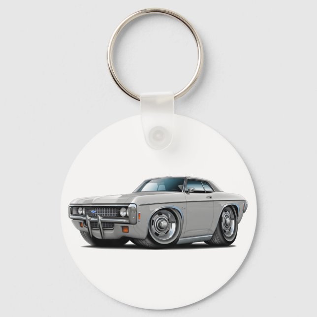 1969 Impala Silver-Black Top Car Schlüsselanhänger (Vorderseite)