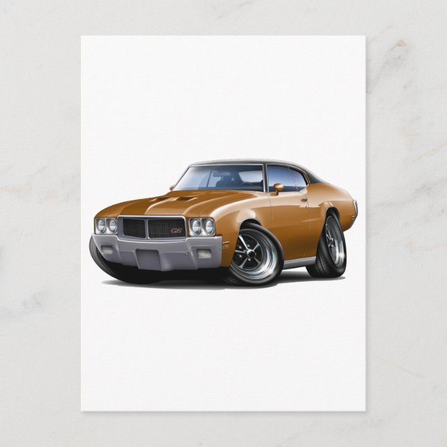 1970-72 Buick GS Brown Black Top Car Postkarte (Vorderseite)