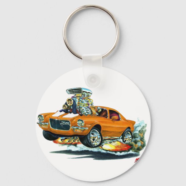 1970-72 Camaro Orange-White Car Schlüsselanhänger (Vorderseite)