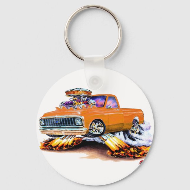 1970-72 Chevy C10 Orange Langbett Schlüsselanhänger (Vorderseite)