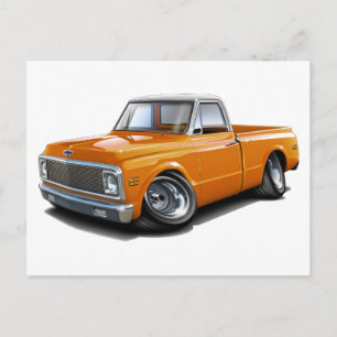 1970-72 Chevy C10 Orange-White Top Truck Postkarte