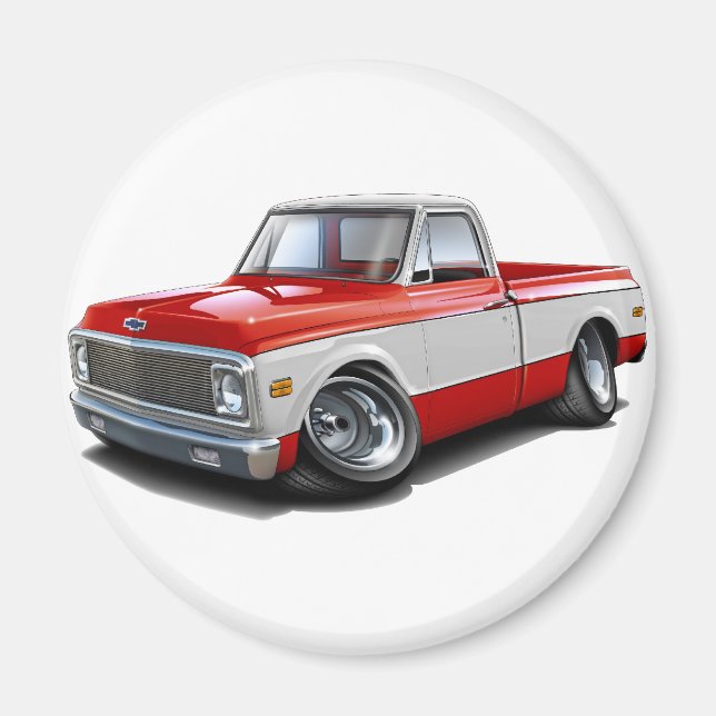 1970-72 Chevy C10 Red-White Truck Magnet (Vorne)