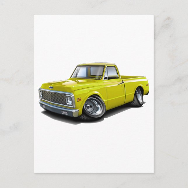1970-72 Chevy C10 Yellow Truck Postkarte (Vorderseite)