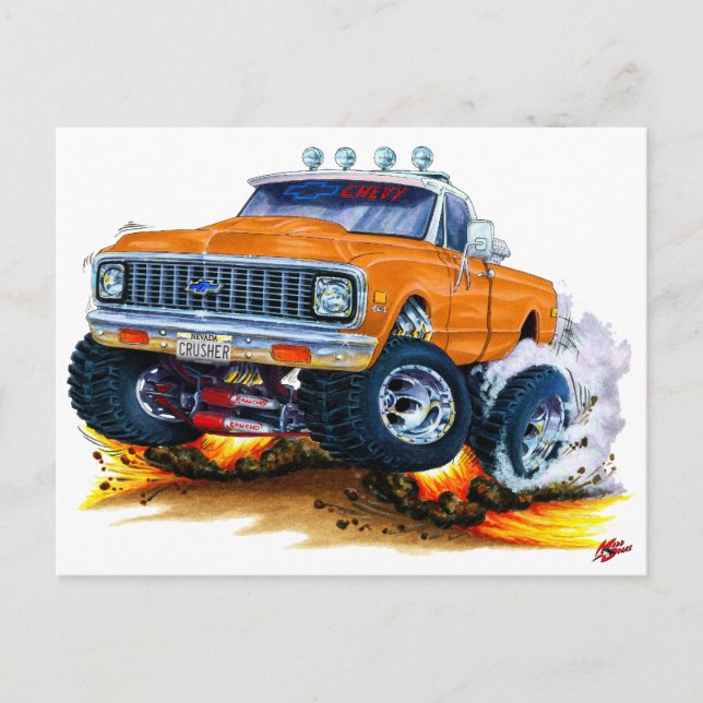 1970-72 Chevy CK1500 Orange Truck Postkarte (Vorderseite)