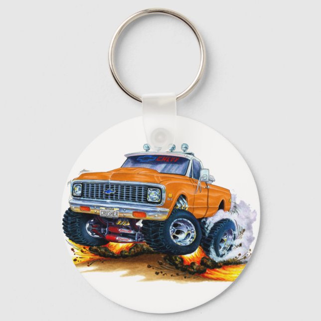 1970-72 Chevy CK1500 Orange Truck Schlüsselanhänger (Vorderseite)