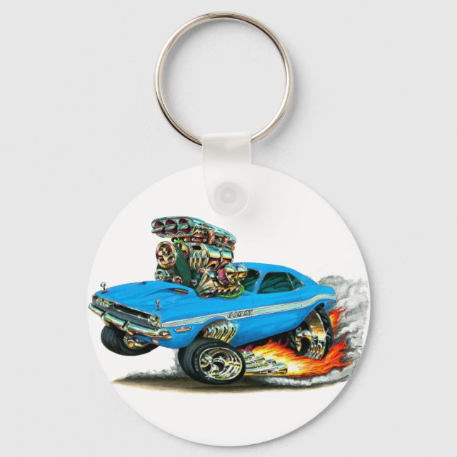 1970-72 Dodge Challenger Lt Blue Car Schlüsselanhänger (Vorderseite)