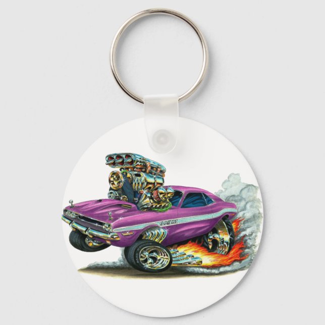 1970-72 Dodge Challenger Purple Car Schlüsselanhänger (Vorderseite)