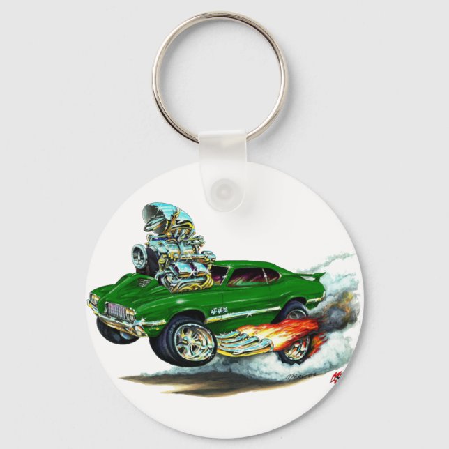 1970-72 Olds Cutlass 442 Green Car Schlüsselanhänger (Vorderseite)