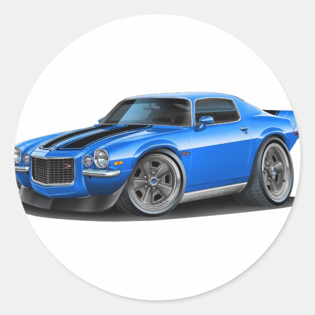 1970-73 Camaro Blu/Blk Car Runder Aufkleber (Vorderseite)