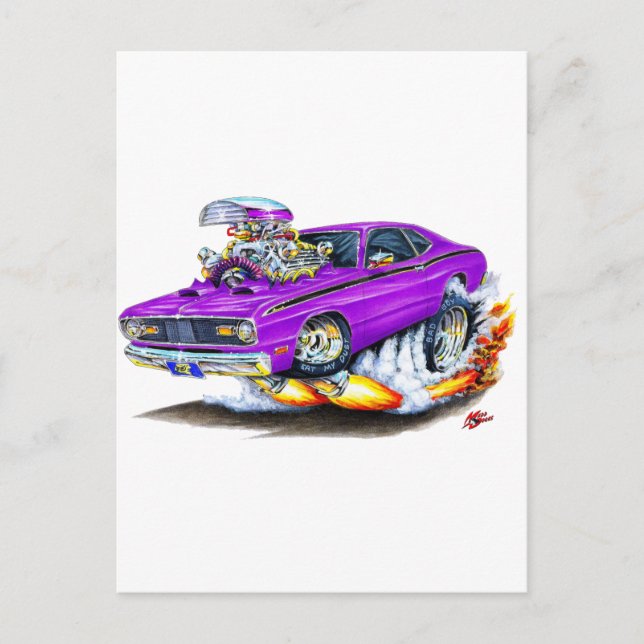 1970-74 Plymouth Duster Lila Car Postkarte (Vorderseite)