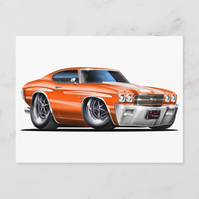 1970 Chevelle Orange-White Car Postkarte (Vorderseite)