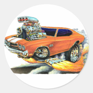 1970 Chevelle Orange-White Car Runder Aufkleber
