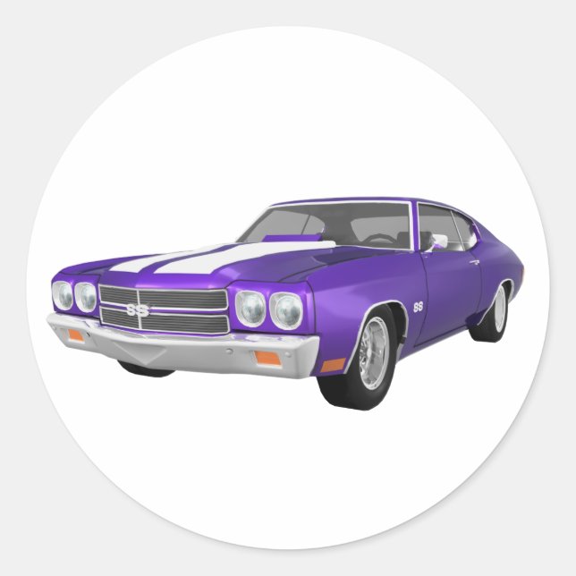 1970 Chevelle SS: Lila Finish: Runder Aufkleber (Vorderseite)