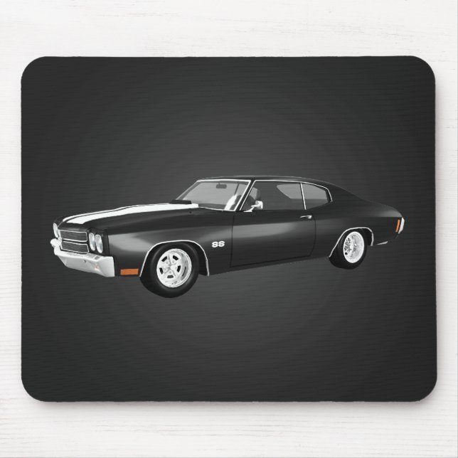 1970 Chevelle SS: Schwarzes Finish: Mousepad (Vorne)