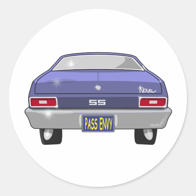 1970 Chevrolet Nova SS Runder Aufkleber (Vorderseite)