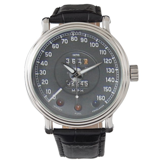 1970 Classic British Sports Car Speedometer Armbanduhr (Vorderseite)