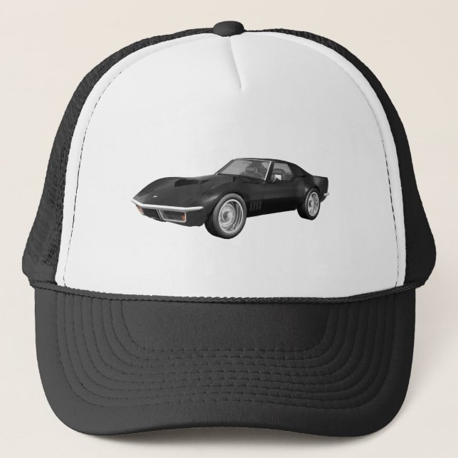 1970 Corvette Sportwagen: Black Finish Truckerkappe (Vorderseite)