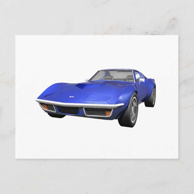 1970 Corvette Sportwagen: Blue Finish Postkarte (Vorderseite)
