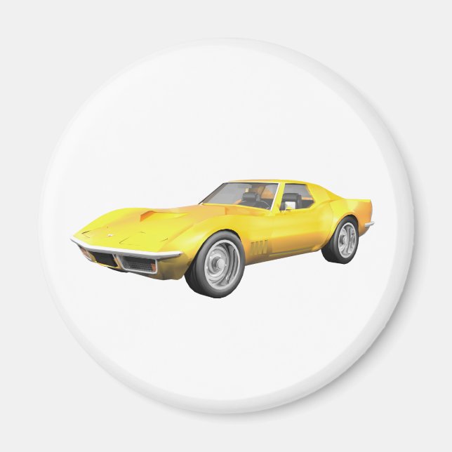 1970 Corvette Sportwagen: Gelb fertig Magnet (Vorne)