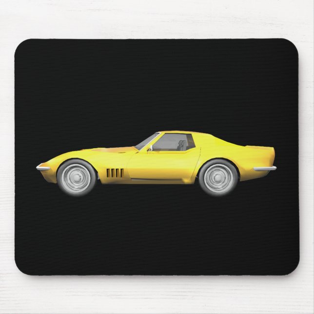 1970 Corvette Sportwagen: Gelb fertig Mousepad (Vorne)