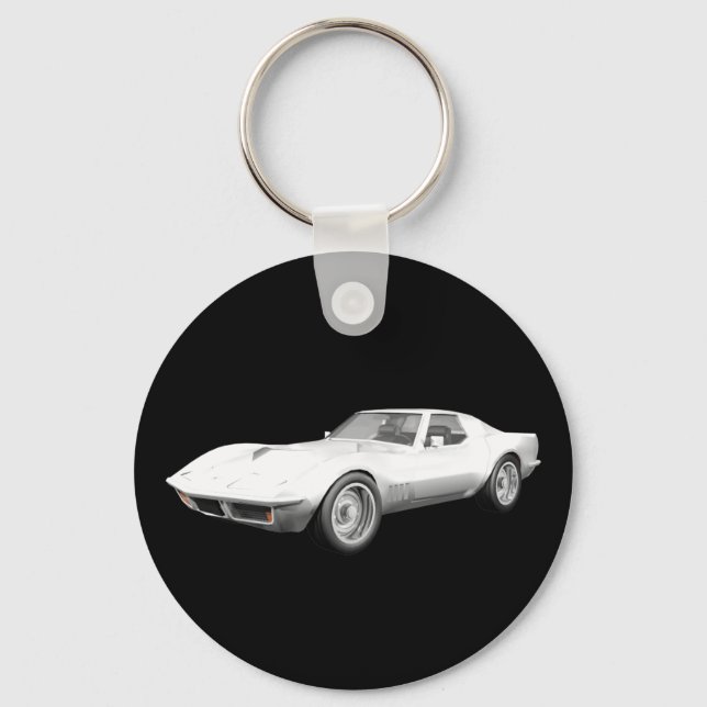1970 Corvette Sportwagen: Weißes Finish Schlüsselanhänger (Vorderseite)