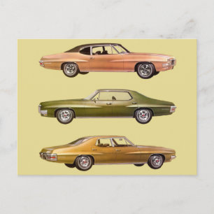 1970 drei Muskelwagen Postkarte