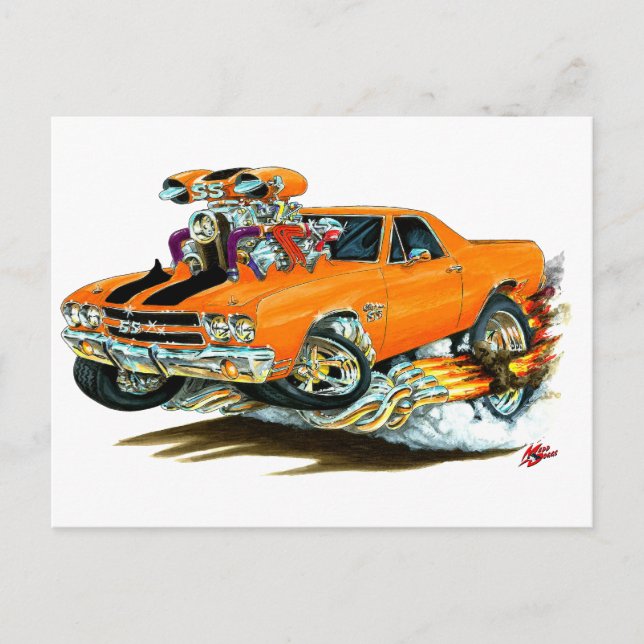 1970 El Camino Orange-Black Truck Postkarte (Vorderseite)