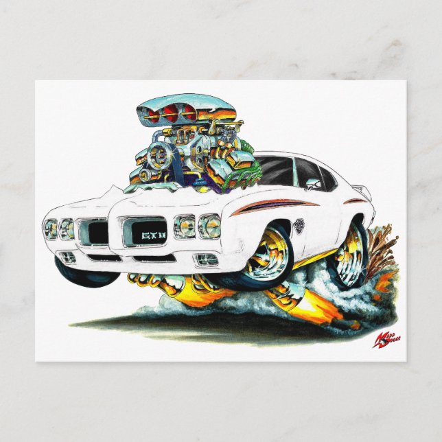 1970 GTO Judge White Car Postkarte (Vorderseite)
