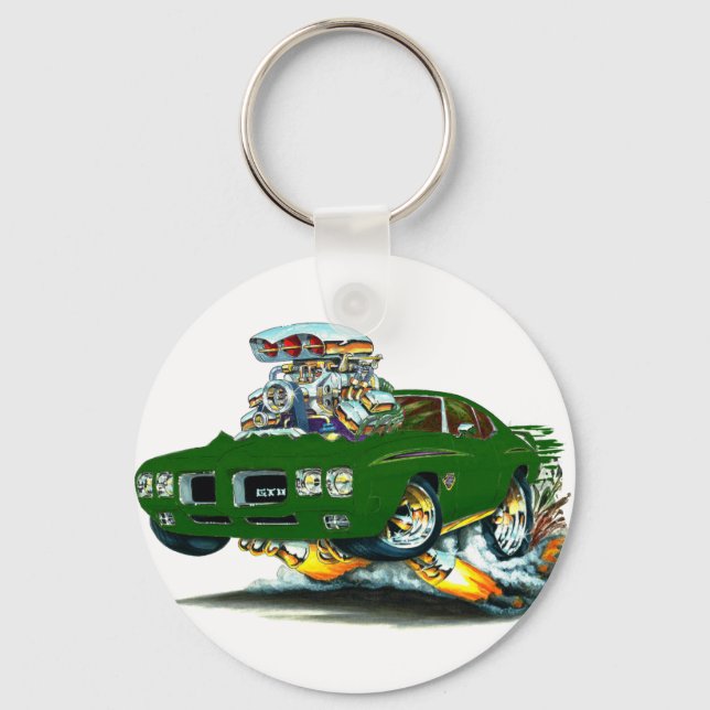 1970 GTO Richter Green Car Schlüsselanhänger (Vorderseite)