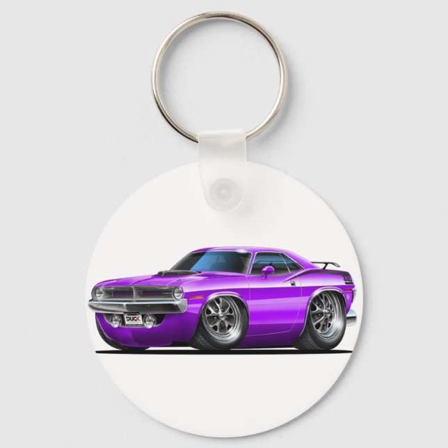 1970 Lila Wagen von Plymouth Cuda Schlüsselanhänger (Vorderseite)