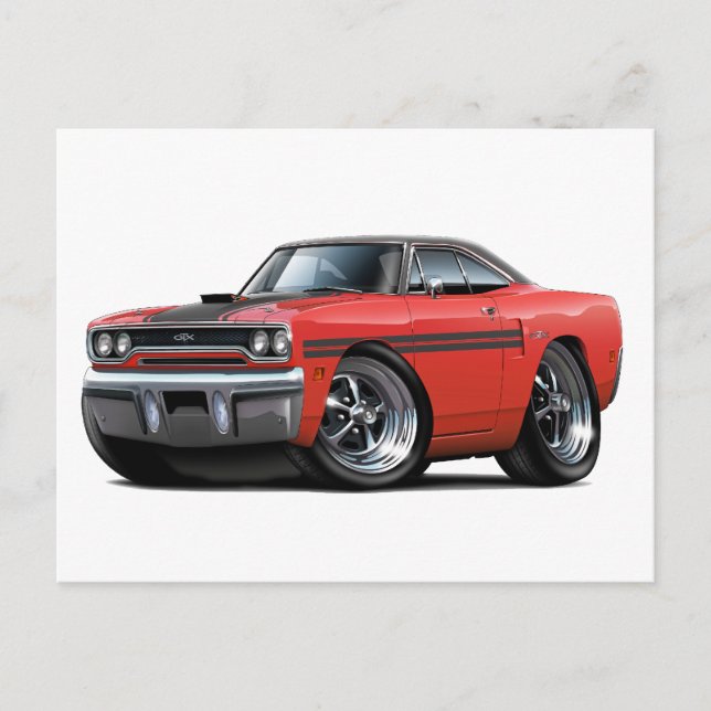 1970 Plymouth GTX Red-Black Top Car Postkarte (Vorderseite)