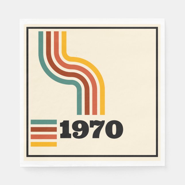 1970 Retro Vintage Poster Geburtstag oder Wiederse Serviette (Vorderseite)