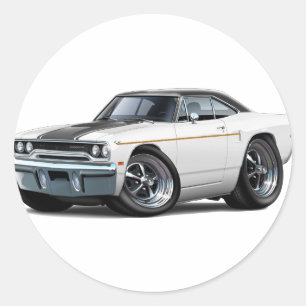 1970 Roadrunner White-Black Stripe Runder Aufkleber