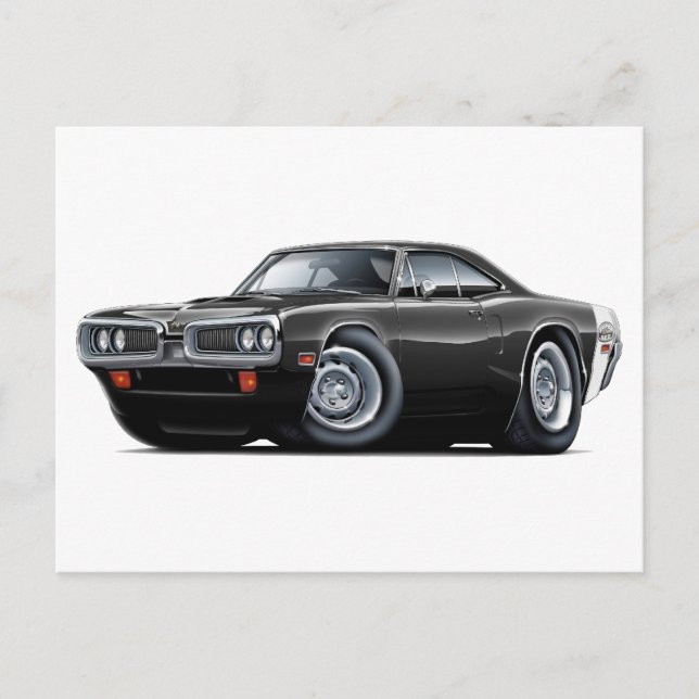 1970 Super Bee Black-White Car Postkarte (Vorderseite)