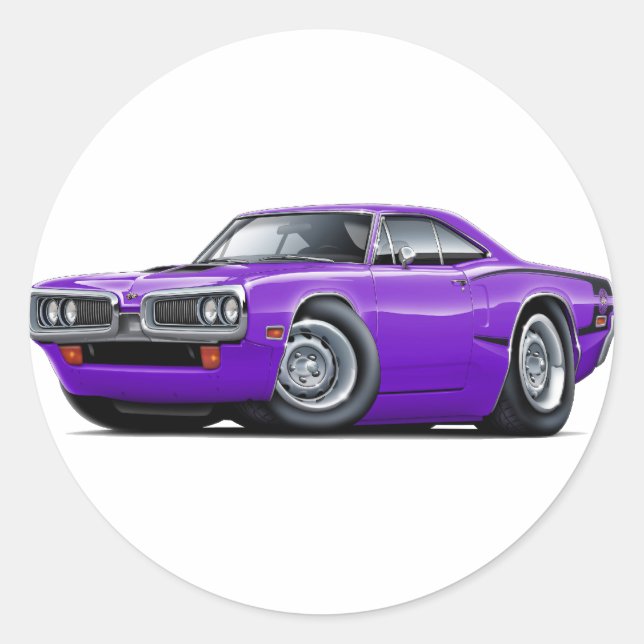 1970 Super Bee Lila-Black C-Stripe Runder Aufkleber (Vorderseite)