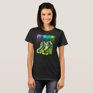 1970er Retro Style Stack Schuhe für Frauen auf Sch T-Shirt