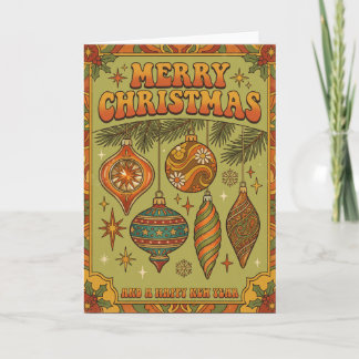1970er Retro-Weihnachtskugeln Feiertagskarte