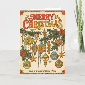 1970er Retro-Weihnachtskugeln Feiertagskarte